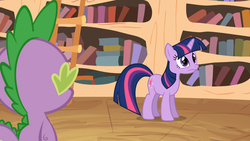 Size: 1365x768 | Tagged: safe, screencap, spike, twilight sparkle, g4, it's about time