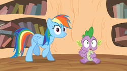Size: 1365x768 | Tagged: safe, screencap, rainbow dash, spike, g4, it's about time