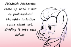 Size: 1106x733 | Tagged: safe, artist:lockersnap, pony, friedrich nietzsche, philosophy, ponified, solo