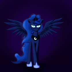 Size: 1000x1000 | Tagged: safe, artist:daydreamerforever95, princess luna, g4, female, glare, glowing eyes, jealous, jealous luna, luna is not amused, solo, unamused