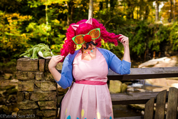 Size: 2048x1365 | Tagged: safe, artist:bewitchedraven, pinkie pie, human, g4, 2013, convention, cosplay, groucho mask, irl, irl human, momocon, photo, solo