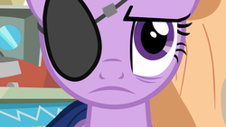 Size: 1365x768 | Tagged: safe, screencap, twilight sparkle, g4, it's about time, eyepatch, female, solo