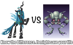 Size: 937x576 | Tagged: safe, queen chrysalis, g4, chryssalid, image macro, know the difference, meme, x-com