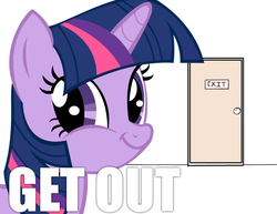 Size: 599x463 | Tagged: safe, artist:kryptonpony, edit, twilight sparkle, g4, faic, female, get out, smirk, solo, twiface, wrong neighborhood