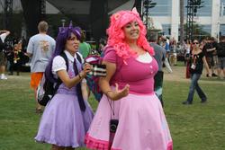 Size: 960x640 | Tagged: artist needed, safe, pinkie pie, twilight sparkle, human, g4, 2012, convention, cosplay, irl, irl human, necktie, photo, san diego comic con