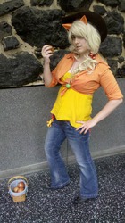 Size: 1079x1920 | Tagged: safe, artist:post-apocalyptic-siren, applejack, human, g4, chicago comicon, convention, cosplay, irl, irl human, photo, solo