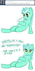 Size: 500x1000 | Tagged: safe, artist:cheshiresdesires, lyra heartstrings, pony, unicorn, ask lyra, g4, ask, comic, dialogue, female, grooming, licking, simple background, solo, tongue out, tumblr, white background