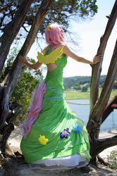 Size: 1275x1920 | Tagged: safe, artist:kibou-eli, fluttershy, human, g4, clothes, cosplay, dress, gala dress, irl, irl human, photo, solo