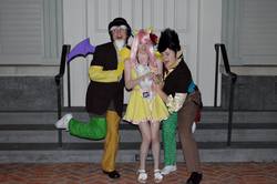 Size: 2048x1358 | Tagged: artist needed, safe, discord, fluttershy, human, g4, 2014, convention, cosplay, eris, irl, irl human, katsucon, katsucon 2014, photo, plushie, rule 63, short dress