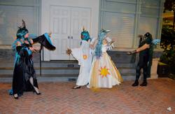 Size: 2048x1334 | Tagged: artist needed, safe, artist:mintyblitzz, princess celestia, queen chrysalis, human, g4, 2014, convention, cosplay, female, irl, irl human, katsucon, katsucon 2014, photo