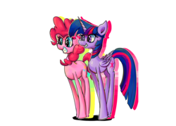 Size: 1400x1000 | Tagged: safe, artist:senx, pinkie pie, twilight sparkle, alicorn, pony, g4, female, mare, twilight sparkle (alicorn)