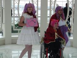 Size: 2048x1536 | Tagged: artist needed, safe, scootaloo, sweetie belle, human, g4, 2013, convention, cosplay, defictionalization, irl, irl human, katsucon, photo