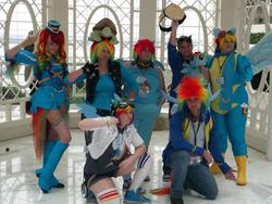 Size: 2048x1536 | Tagged: artist needed, safe, rainbow dash, tank, human, g4, 2013, convention, cosplay, goggles, irl, irl human, katsucon, photo, wonderbolts uniform