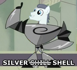 Size: 531x489 | Tagged: safe, edit, silver shill, g4, crossover, my life as a teenage robot, silver shell, solo