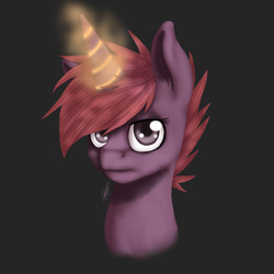 Size: 800x800 | Tagged: safe, artist:artybeat, oc, oc only, oc:violet inferno, pony, unicorn, bored, portrait, solo