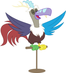 Size: 6000x6603 | Tagged: safe, artist:dasprid, discord, bird, g4, twilight's kingdom, .svg available, absurd resolution, birdified, discobird, eyes closed, male, simple background, solo, species swap, transparent background, vector
