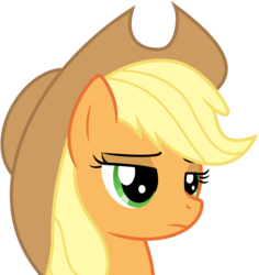 Size: 3008x3182 | Tagged: safe, artist:ambassad0r, applejack, g4, disappointed, female, frown, high res, portrait, reaction image, simple background, solo, transparent background, unamused, vector