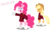 Size: 2935x1754 | Tagged: safe, artist:zacatron94, applejack, pinkie pie, pony, g4, bipedal, clothes, crossover, dialogue, futurama, male, parody, simple background, transparent background, uniform