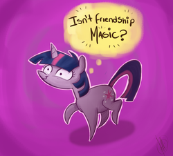 Size: 620x560 | Tagged: safe, artist:zefidu, twilight sparkle, g4, female, raised hoof, smiling, solo, thought bubble, wide eyes