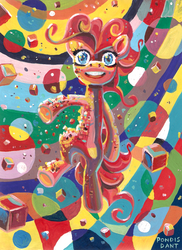 Size: 1137x1561 | Tagged: safe, artist:kaermter, pinkie pie, earth pony, pony, g4, abstract, abstract art, abstract background, color porn, female, modern art, psychedelic, solo, surreal