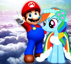 Size: 1164x1050 | Tagged: safe, rainbow dash, g4, copy and paste, crack shipping, crossover, crossover shipping, drama, female, male, maridash, mario, straight, super mario bros.