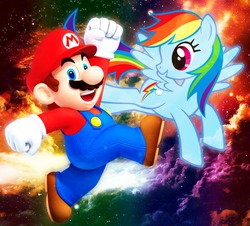 Size: 1164x1050 | Tagged: safe, rainbow dash, g4, crossover, male, mario, super mario bros.