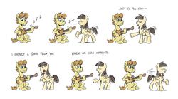 Size: 960x532 | Tagged: safe, artist:sibsy, mandopony, wild fire, g4, comic, eyes closed, female, male, marriage, music, music notes, ship:mandofire, shipping, straight, trotting, tumblr, worried