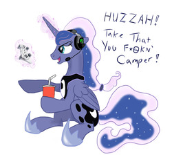 Size: 1024x919 | Tagged: safe, artist:thequickbrush, princess luna, alicorn, pony, gamer luna, g4, female, mare, solo