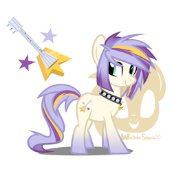 Size: 1024x1006 | Tagged: safe, artist:wicklesmack, oc, oc only, oc:zero gravity, adoptable, collar, disney, guitar, keyblade, kingdom hearts, solo