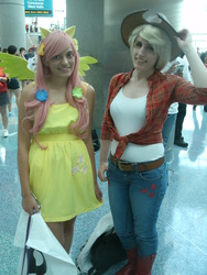 Size: 3000x4000 | Tagged: safe, artist:arp-photography, applejack, fluttershy, human, g4, cosplay, irl, irl human, photo