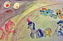 Size: 2048x1351 | Tagged: safe, artist:xulious, applejack, fluttershy, pinkie pie, rainbow dash, rarity, twilight sparkle, g4, mane six, traditional art