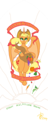 Size: 1754x4371 | Tagged: artist needed, safe, applejack, alicorn, pony, g4, female, modern art, nouveau, old banner, race swap, solo