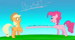 Size: 1996x1083 | Tagged: safe, artist:xulious, applejack, pinkie pie, g4