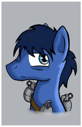 Size: 717x1115 | Tagged: safe, artist:whitepone, oc, oc only, oc:p-21, fallout equestria, fallout equestria: project horizons, grenade, portrait, solo