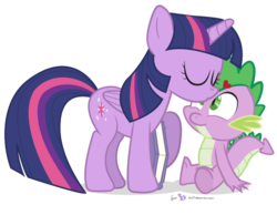 Size: 810x630 | Tagged: safe, artist:dm29, spike, twilight sparkle, alicorn, pony, g4, female, forehead kiss, heart, kissing, male, mare, ship:twispike, shipping, simple background, smooch, spikelove, straight, transparent background, twilight sparkle (alicorn)