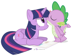 Size: 810x630 | Tagged: safe, artist:dm29, spike, twilight sparkle, alicorn, pony, g4, female, forehead kiss, heart, kissing, male, mare, ship:twispike, shipping, simple background, smooch, straight, transparent background, twilight sparkle (alicorn), twilove