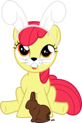 Size: 3000x4500 | Tagged: safe, artist:up1ter, apple bloom, earth pony, pony, rabbit, g4, clothes, costume, female, filly, foal, simple background, solo, transparent background