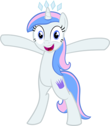 Size: 836x955 | Tagged: safe, artist:hfbn2, artist:liggliluff, oc, oc only, oc:princess paradise, pony, bipedal, looking at you, open mouth, simple background, smiling, solo, tiara, transparent background, vector, wide eyes
