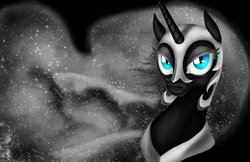 Size: 1024x663 | Tagged: safe, artist:lestrangelady, nightmare moon, g4, female, looking at you, solo