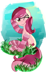 Size: 887x1450 | Tagged: safe, artist:xwhitedreamsx, roseluck, g4, clothes, female, simple background, smiling, socks, solo, striped socks, transparent background, wink