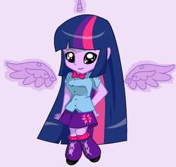 Size: 720x685 | Tagged: safe, artist:papptimea84, twilight sparkle, equestria girls, g4, chibi, female, floating wings, solo