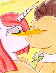 Size: 786x1017 | Tagged: safe, artist:the1king, doctor whooves, time turner, oc, pony, unicorn, g4, canon x oc, kissing