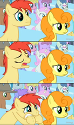 Size: 1600x2700 | Tagged: safe, screencap, berry punch, berryshine, bon bon, carrot top, cherry berry, don neigh, golden harvest, sweetie drops, twinkleshine, equestria games (episode), g4, animation error, equestria games, hub logo