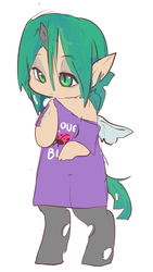 Size: 494x879 | Tagged: safe, artist:mt, oc, oc only, oc:misery, changeling, satyr, parent:queen chrysalis, solo