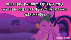 Size: 500x281 | Tagged: safe, edit, screencap, spike, twilight sparkle, g4, drama, feminism is magic