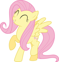 Size: 6208x6470 | Tagged: safe, artist:zigrass, fluttershy, g4, absurd resolution, cute, eyes closed, female, grin, raised hoof, raised leg, simple background, smiling, solo, spread wings, transparent background, vector