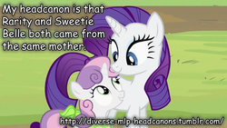 Size: 992x558 | Tagged: safe, screencap, rarity, sweetie belle, g4, sisterhooves social, captain obvious, corgi in the description, diverse-mlp-headcanons, fake, headcanon, insane fan theory, parody, sarcasm in the comments, sisters, text, you don't say