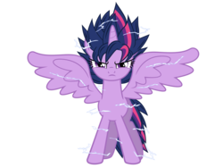 Size: 4000x3000 | Tagged: safe, artist:jordanb22, twilight sparkle, alicorn, pony, g4, female, high res, mare, simple background, solo, spread wings, super saiyan princess, transparent background, twilight sparkle (alicorn), vector, wings