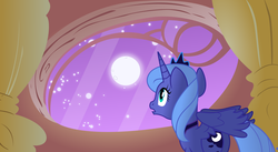 Size: 5489x3000 | Tagged: safe, artist:theshadowstone, princess luna, alicorn, pony, g4, absurd resolution, crown, female, jewelry, mare, moon, regalia, s1 luna, solo