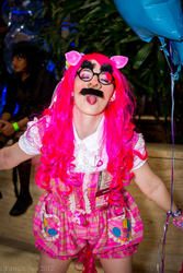 Size: 1333x2000 | Tagged: artist needed, safe, pinkie pie, human, g4, 2012, anime weekend atlanta, balloon, cosplay, groucho mask, irl, irl human, moustache, photo, solo